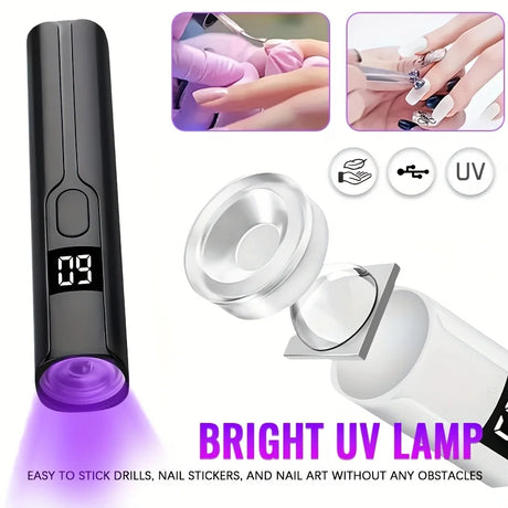 Professional Nail UV LED Flashlight with Display Rechargeable Portable Desk Nail Dryer Stand UV Lamp for Nails Art Removable