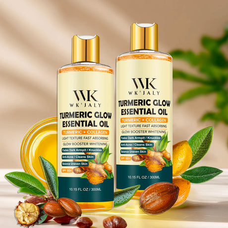 WK JALY Turmeric Glow Essential Body Oil, Moisturizing, Whitening, Fades Dark Armpit, Knuckles, Anti-Acne, Balance Uneven Skin