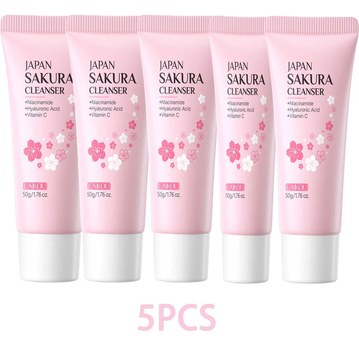 Laikou Sakura Facial Cleanser Deep Cleansing Pores Oil Control Moisturizing Brightening Face Wash Gentle For All Skin Types 50g
