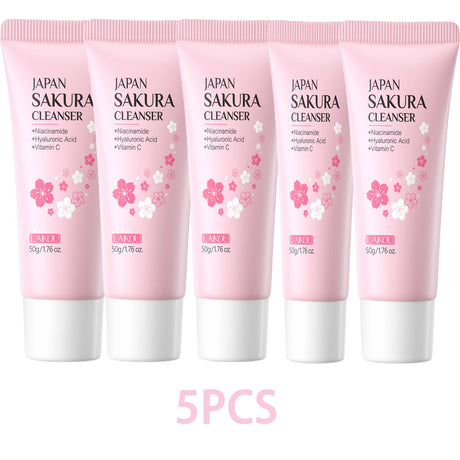 Laikou Sakura Facial Cleanser Deep Cleansing Pores Oil Control Moisturizing Brightening Face Wash Gentle For All Skin Types 50g