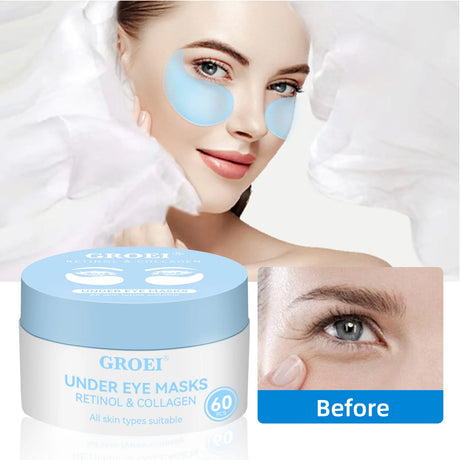 60pcs Retinol Collagen Eye Mask Anti Dark Circles Directed Against Eye Bags Moisturizing Lifting Firming Eye Patches Skin Care