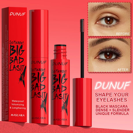 DUNUF Long-Lasting Mascara 1 Pcs Waterproof Sweat-Proof Non-Smudging Thin Thick Curling Beginner Friendly Makeup Product