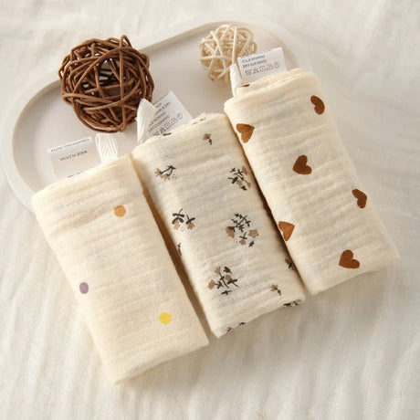 3/5Pcs 6-Layer Pure Cotton Baby Cotton Washcloth Soft Gauze Cotton Newborn Burp Cloth Absorbent Baby Towels Square Towels