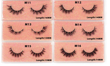 LEHUAMAO 12mm-15mm Short Natural 3D Mink Lashes Fluffy Wispy False Eyelashes 100% Cruelty Free Eyelash Extensio Face Makeup