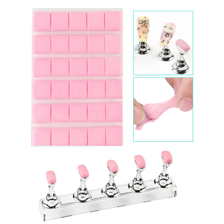 New 30Pcs PInk Green Nail Adhesive Glue Clay Reusable Tacky Gel,Use With Nail Art Practice Stand Manicure Tools Supplies