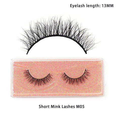 LEHUAMAO 12mm-15mm Short Natural 3D Mink Lashes Fluffy Wispy False Eyelashes 100% Cruelty Free Eyelash Extensio Face Makeup