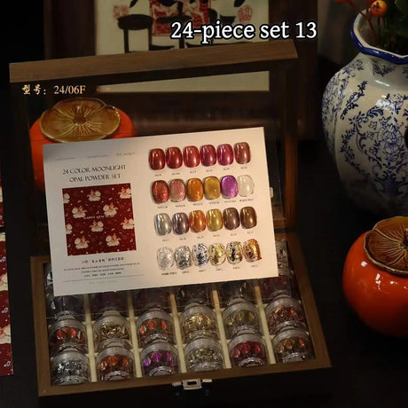High-End Nail Art Set, 24 Colors Moonlight Mirror Powder Kit, Ultra-Fine Glitter, Japanese Style, Perfect for All Occasions