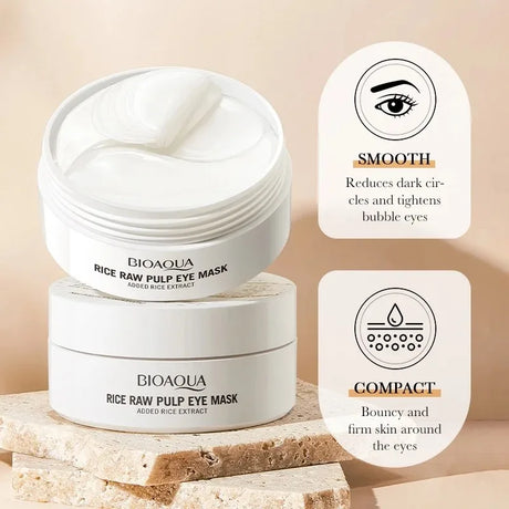 60 Pieces of Bioaqua Rice Eye Mask to Reduce Dark Circles, Remove Dark Spots, Tighten and Moisturize