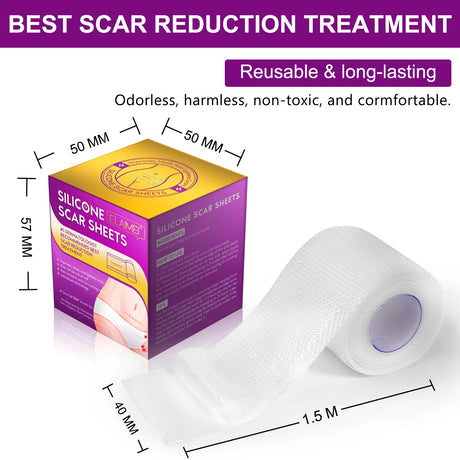 1 Roll Invisible Silicone Scar Sheets , 4cm X 150/300cm Self-Adhesive Scar Cover Tape Reusable and Effective Skin Care Strips