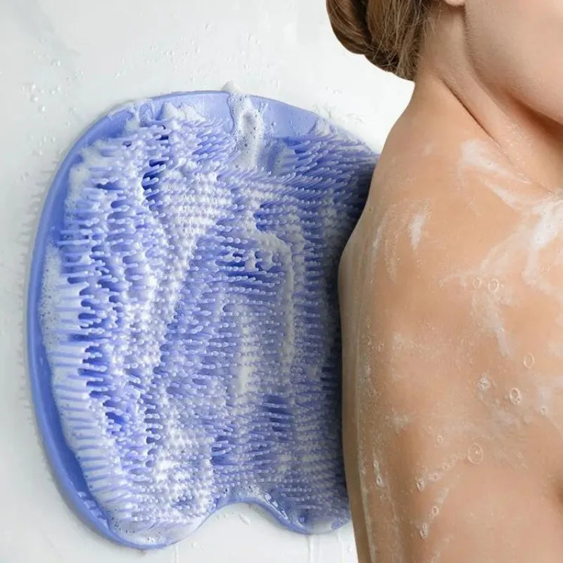 Multifunctional Bathroom Back Scrub Brush Silicone Reusable Non-Slip Shower Back Scraper Foot Massage Cleaner Bathroom Tool