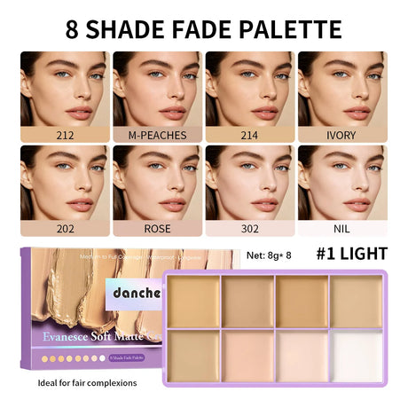 8 Shade Soft Matte Cream Concealer Palette Full Coverage Fade Dark Circles Blemishes Waterproof Long Lasting Oil Control Makeup