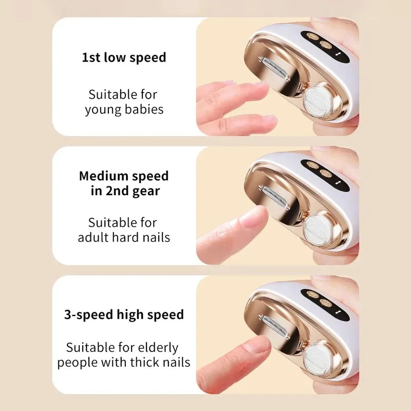 2 In 1 Electric Nail Clippers Manicure Anti-Splash Nail Trimmer for Baby Finger Toe Scissors Pedicure Thick Nails Cutter Tools