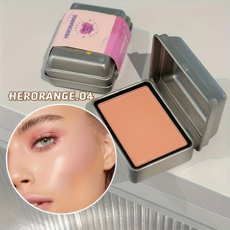 Herorange 6 Colors Iron Box Blush Palette Matte and Fine Shimmer Low Saturation Waterproof Long Lasting Easy to Apply