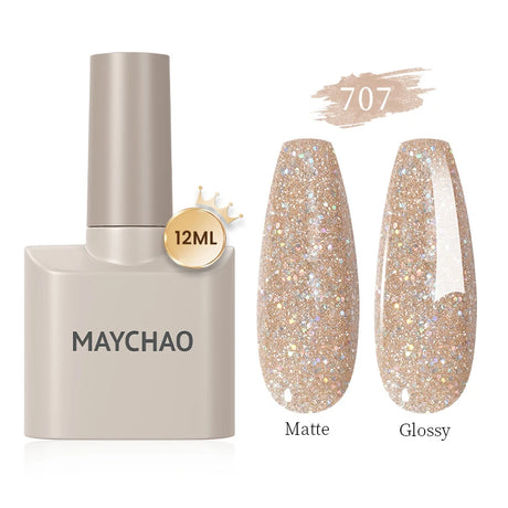 MAYCHAO Gel Nail Polish 12ML Full Coverage Base Top Coat Soak Off Gel Polish UV LED Gel Semi Permanent Varnishes Design Nail Art