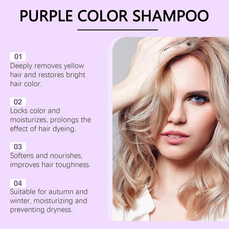 Purple Shampoo, Long-Lasting Color Care, Daily Nourishing, Smooth and Moisturizing Hair, Purple Shampoo