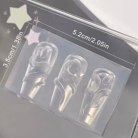 1/3 Pcs 3D Snake Nail Silicone Carving Mold DIY Decoration Art Beauty Charm Template UV Gel Manicure Supplies