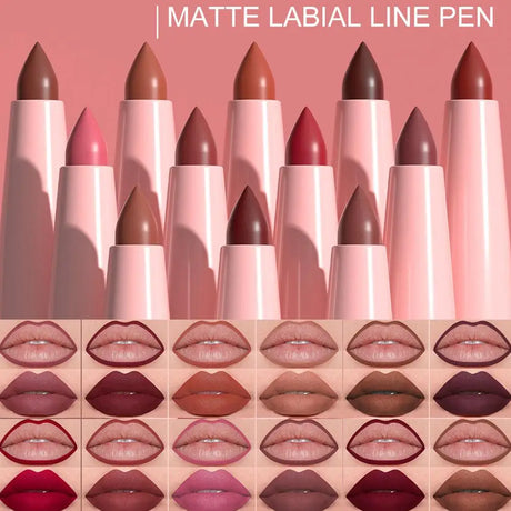 6Pcs Velvet Matte Lip Liner Pencil Set High Pigment Smooth Silky Texture Easy to Color & Define Lip Contours Daily Lip Makeup