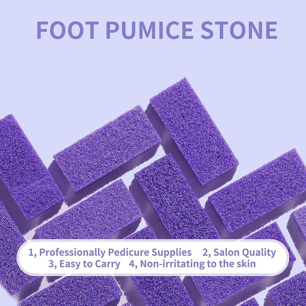 100Pcs Purple Foot Pumice Stone For Feet Foot Scrubber Sponge Callus Remover Dead Skin Pedicure Nail Supplies Art Salon Home Use