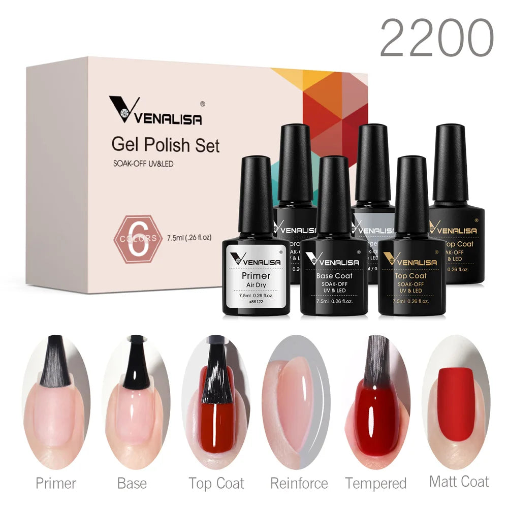 Venalisa Color Nail Gel Polish Kit Jelly Pink Semi-transparent HEMA FREE Self Leveling Nude Natural Pink Nail Manicure Set