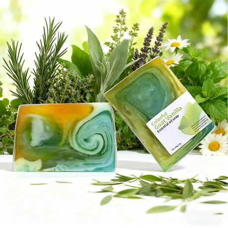100g Colorful Vanilla Herbal Essential Oil Soap Moisturizing, Whitening, Nourishing Skin Cleansing Soap