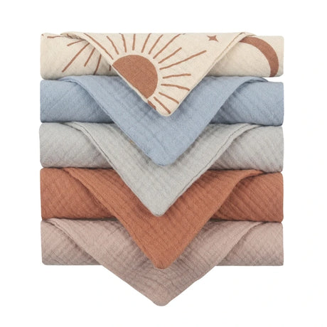 5pcs Baby Saliva Soft Absorbent Gauze Cotton Burp Cloth Kindergarten Handkerchief Newborn Washcloth Nursing Towel