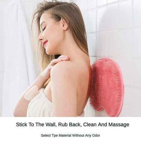 Multifunctional Bathroom Back Scrub Brush Silicone Reusable Non-Slip Shower Back Scraper Foot Massage Cleaner Bathroom Tool