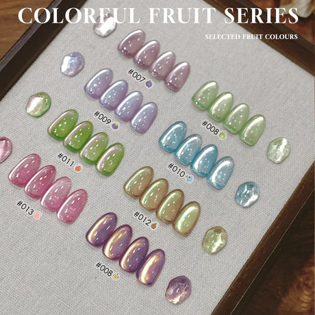 MN 1-20pcs 12ML Pink Gold Cat Eye Ocean Bubble Glass Beads Cat Eye Gel Nail Polish Blue Nails UV Light Nails Green Nails