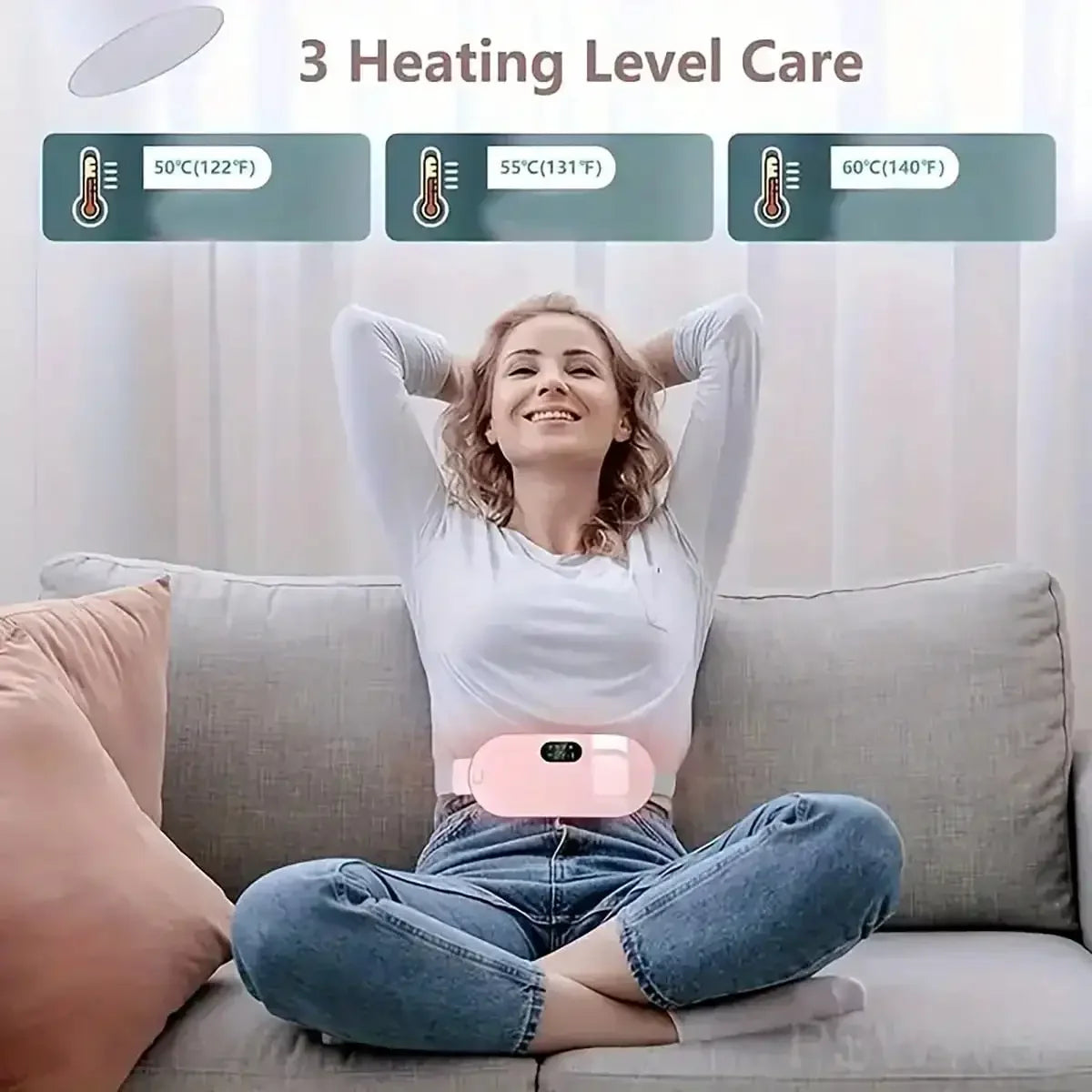 Portable Wireless Heating Pad, Menstrual Heating Pad, Back Heating Pad, With 3-Speed Temperature Adjustment And 4-Speed Massage Modes, Portable Electric Heater Quickly Provides Heating Effect For Women And Girls' Abdomen, Sui