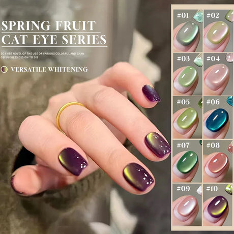 MN 1-20pcs 12ML Pink Gold Cat Eye Ocean Bubble Glass Beads Cat Eye Gel Nail Polish Blue Nails UV Light Nails Green Nails