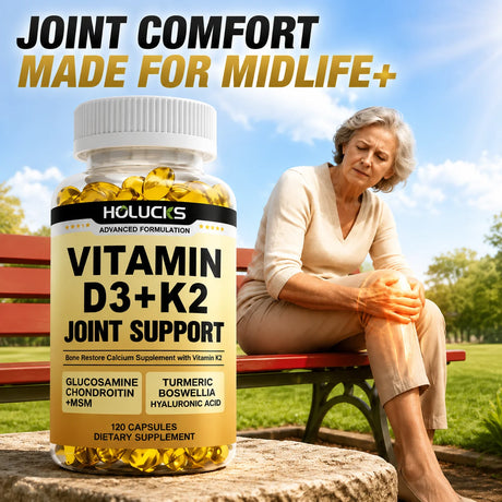 Advanced Vitamin D3 K2 Joint Support Supplement, for Heart & Bone Health, Cardiovascular & Immune Support, Calcium Absorption