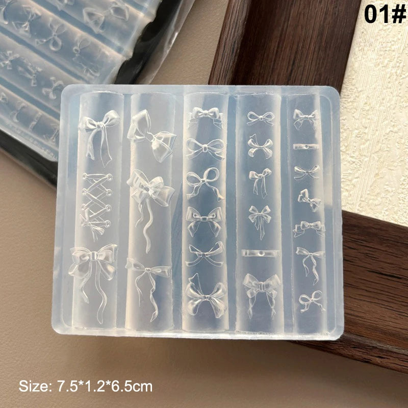 Retro Picture Frame Gem Baroque Shell Carving 3D Relief Manicure Templates Nail Art Transparent Silicone Nail Mold