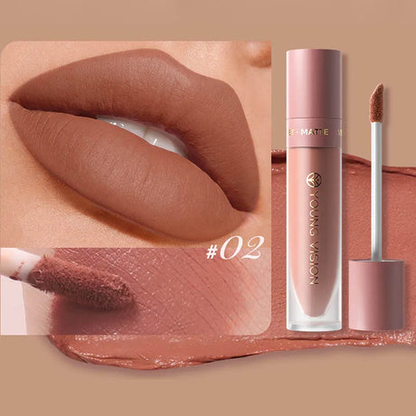 DUNUF 8-Color Matte Velvet Smooth Easy-to-Apply Square Tube Lip Gloss Waterproof Three-Dimensional Plumping Lipstick