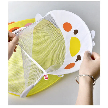 Baby Bath Toy Storage Bag Cartoon Cute Duck Mesh Quick Drying Bathroom Bath Bag with Suction Cup Drying Hanging Bag
