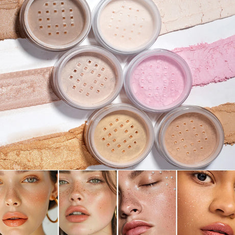 Diamond Glitter Loose Powder 6 Colors Pearlescent Oil Control Mineral Powder Face Foundation Cosmetics Lasting Makeup Powder
