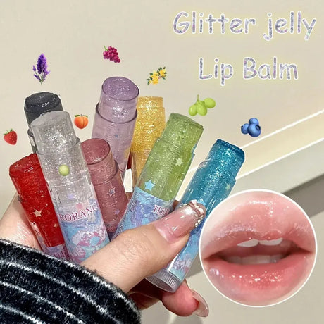 Fruit Jelly Shimmer Color-Change Lip Balm Hydrating Moisturizer Tinted Lip Care for Plump Juicy Lips Water Gloss Lipstick Makeup