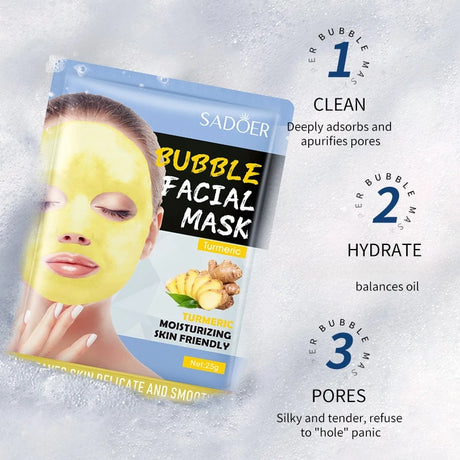 20 Pieces of Bamboo Charcoal Bubble Mask, Moisturizing and Nourishing, Deep Cleansing, Gentle and Skin-Friendly Texture, High-Fitting Mask That Can Purify and Soften the Skin