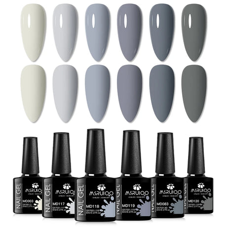 6pc All-Season Colors Gel Nail Polish Set UV LED Soak Off Nail Art Supplies Semi Permanent DIY Manicure Salon Nails Design