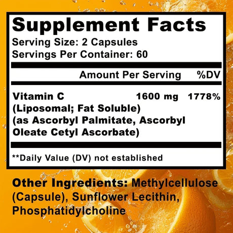 Liposomal Vitamin C - Immune Support, Promotes Collagen Production, Promote Fat dissolving, Antioxidant