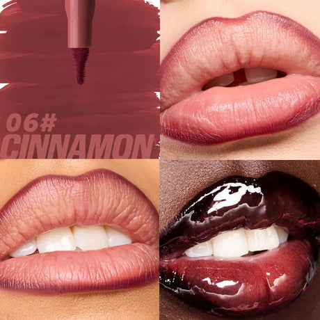 Plush Lip Brush Head Cherry Red Lip Liner Lip Contour Tint Lipstick Pencil Waterproof Velvet Brown Matte Lipliner Pencil Makeup