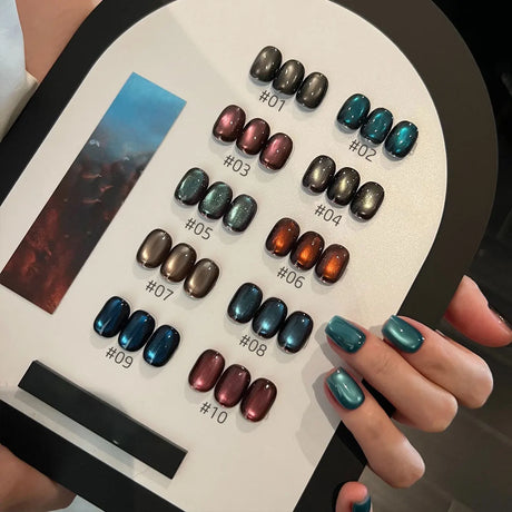 12ml 1-21pcs Brown Gold Cat Eye Gel Nail Polish Hot Selling Winter Whitening Magnet Gel Polish Gold Nails Nail Supplies Nail Art