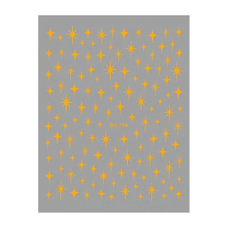 Metal Laser Holographic Star Nail Stickers, Disposable Self-Adhesive Resin Nail Decals for Women, Art Decor Accessories