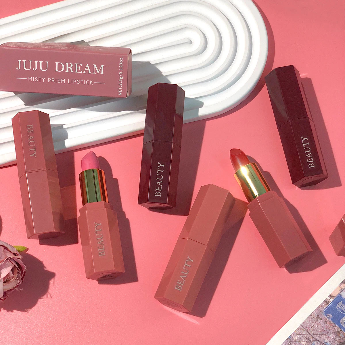 Matte waterproof velvet nude lipstick - Sexy red-brown long-lasting makeup - Professional style, easy to carry