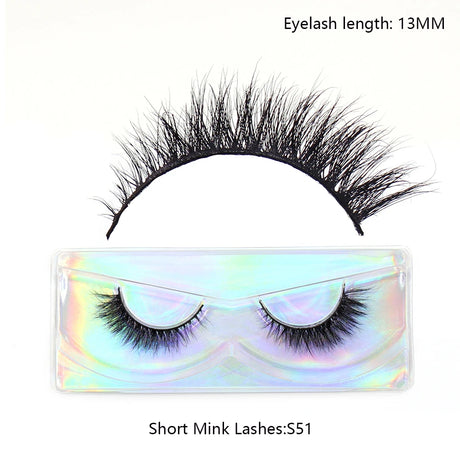LEHUAMAO 12mm-15mm Short Natural 3D Mink Lashes Fluffy Wispy False Eyelashes 100% Cruelty Free Eyelash Extensio Face Makeup