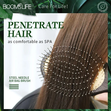 Denman Head Massage Brush Steel Hair Brush Wood HairBrush With Steel Needle Scalp Airbag Hair Brush For Hair Combing