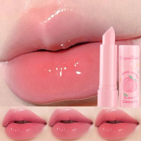Peach Temperature Change Lip Balm Clear Crystal Jelly Lipstick Tint Warming Change Lip Balm Moisturizing Anti-drying Lip Care