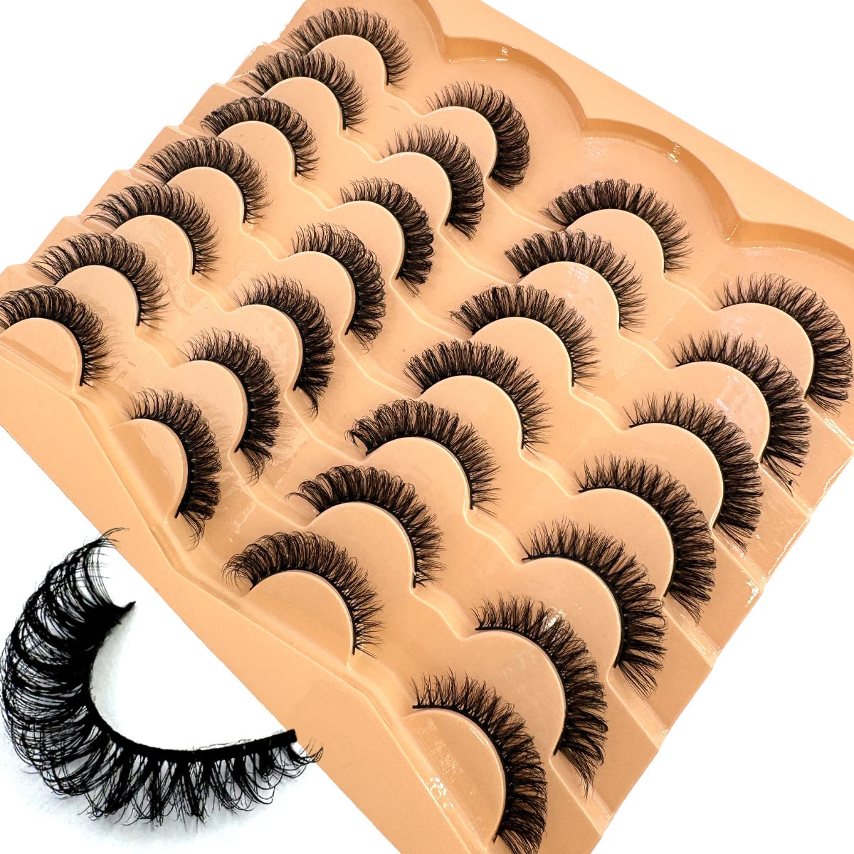 AMSDCN 14 Pairs 3D Lashes Fluffy False Eyelashes Thick Volume Cat-Eye Faux Lashes Natural Long Wispy Lashes extension Pack