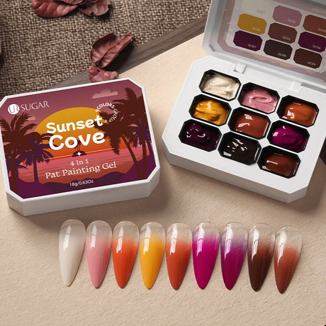 UR SUGAR 9 Colors Gradient Painting Gel Nail Art Gradient Color DIY Design Gel 4 In 1 Used For Gradient Nail Stamping Pattern