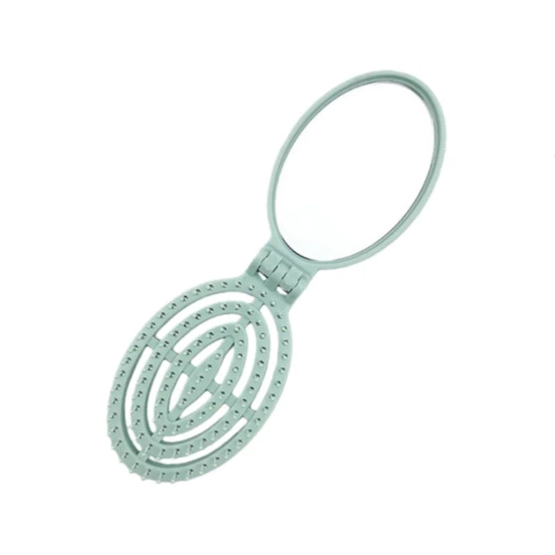 2-in-1 Foldable Comb Mirror Mini Portable Scalp Massage Comb Perfect for Travel Outgoing Use Easy to Carry Ideal Gifts