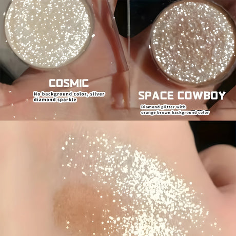 Glitter Eyeshadow, Single Highlighter, Highlighter Shimmering Powder, Long Lasting Metallic Shimmer, Eyelid and Cheekbone Makeup
