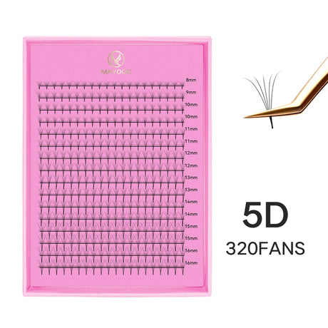MAYOOC 320 Fans Premade Volume Fans Pointy Base Medium Stem Sharp Thin PreMade Russian Volume Fan Eyelash Extensions Custom Logo